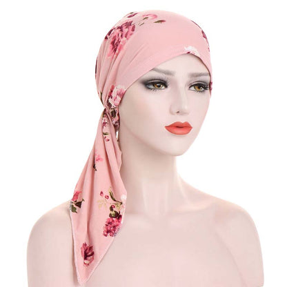 👒 50% OFF! ✨ Women's Floral Print Pre-Tied Head Scarf Turban – Soft, Elastic, Versatile 🌸
