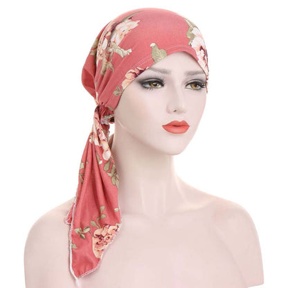 👒 50% OFF! ✨ Women's Floral Print Pre-Tied Head Scarf Turban – Soft, Elastic, Versatile 🌸