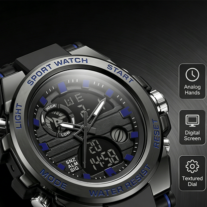 ⌚ LIMITED-TIME 50% OFF! ✨ Men's Waterproof Sports Watch – Dual Display, 3ATM, Shock-Resistant 🏃‍♂️