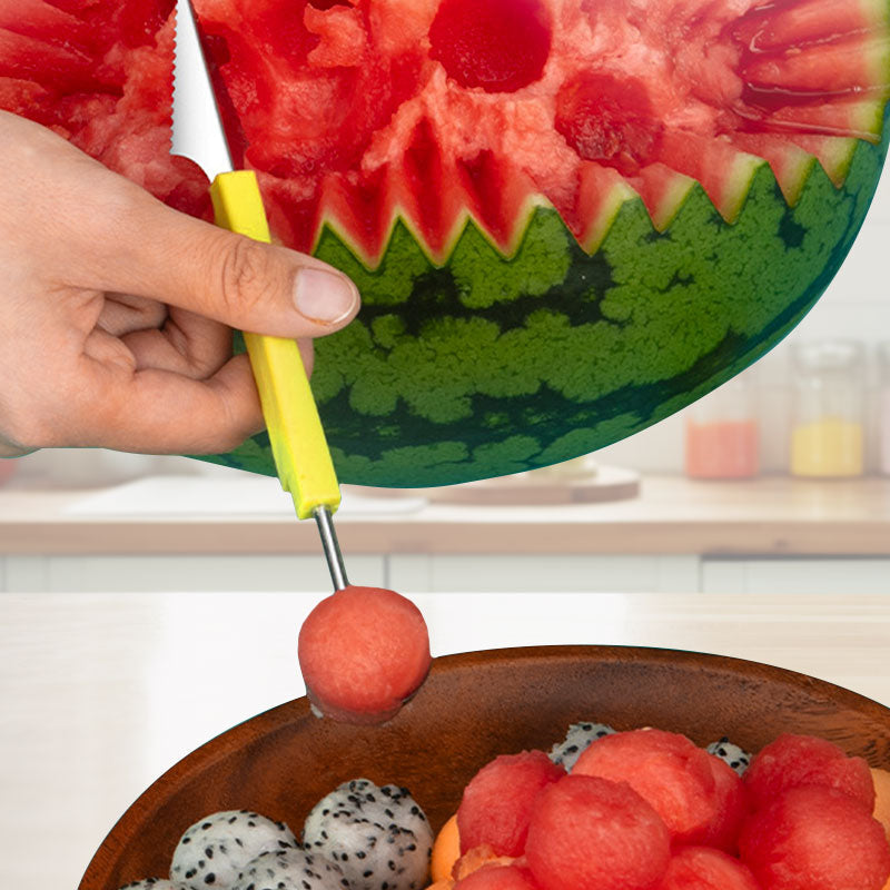 🍉🔪 3-in-1 Stainless Steel Fruit Scooper Set | Scoop, Carve, and Core – Pay on Delivery ✨✅