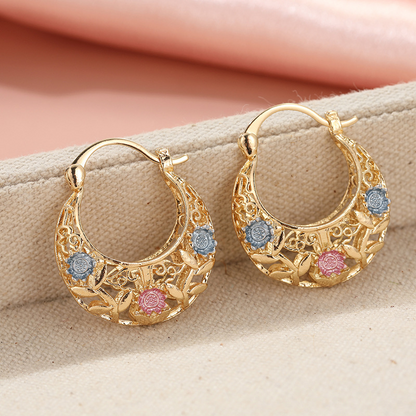 🔥2026 New Arrival ＆ Hot Sale ＆ 50％ Off🔥🌙💐 Gold-Plated Crescent Moon Enamel Flower Earrings – Affordable Luxury, Versatile  ✨✅