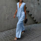 👚 50% OFF NOW! 👖 Solid Color V-Neck Sleeveless Top & Wide Leg Pants Two-Piece Set – Flowy, breathable & perfect for summer vacations or office chic 🌸