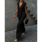 👚 50% OFF NOW! 👖 Solid Color V-Neck Sleeveless Top & Wide Leg Pants Two-Piece Set – Flowy, breathable & perfect for summer vacations or office chic 🌸