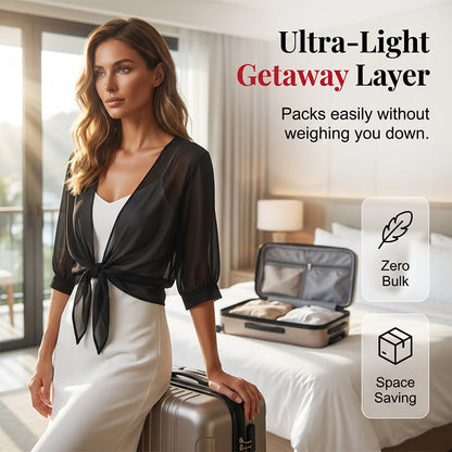 🎁2026 New Arrivals 50% OFF⏰Women's Chiffon Tie-Front Top – Summer Layering Essential 🍃