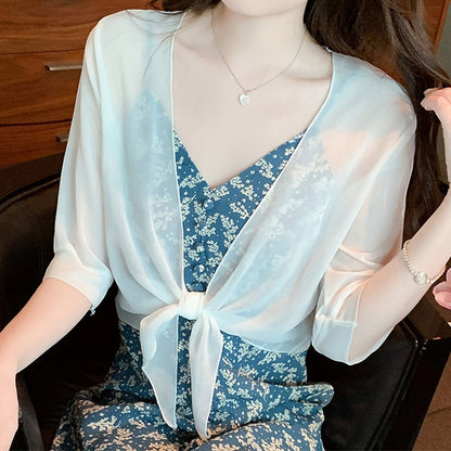 🎁2026 New Arrivals 50% OFF⏰Women's Chiffon Tie-Front Top – Summer Layering Essential 🍃