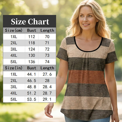 Women's Plus Size Pleated Color Block T-Shirt