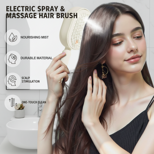 💖ProGlide™🇬🇧 Scalp Massager Comb 💆‍♀️ – Self-Cleaning 🧼, Tangle-Free ✂️ & Frizz-Control Hair Brush with Soothing Mist Spray 💨✨ | Perfect for Dry, Brittle Hair 💧🌟