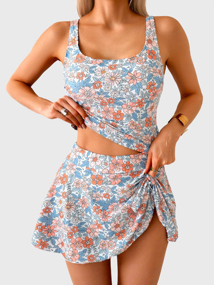 🩱Summer Hot Sale 50% OFF☀️🌊Women's Tummy Control Two Piece Swimsuit High Waisted Tank Top with Swim Skirt