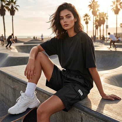 🆕👖50% OFF！✨ 2026 New Arrival! Women's Elastic Waist Drawstring Cargo Shorts