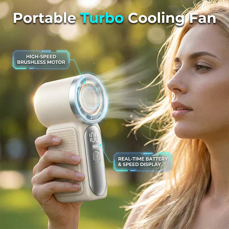 🌬️ Buy 1 Get 1 Free⭐Turbo Handheld Fan – LED Display, 6 Speeds, 3000mAh 🔋