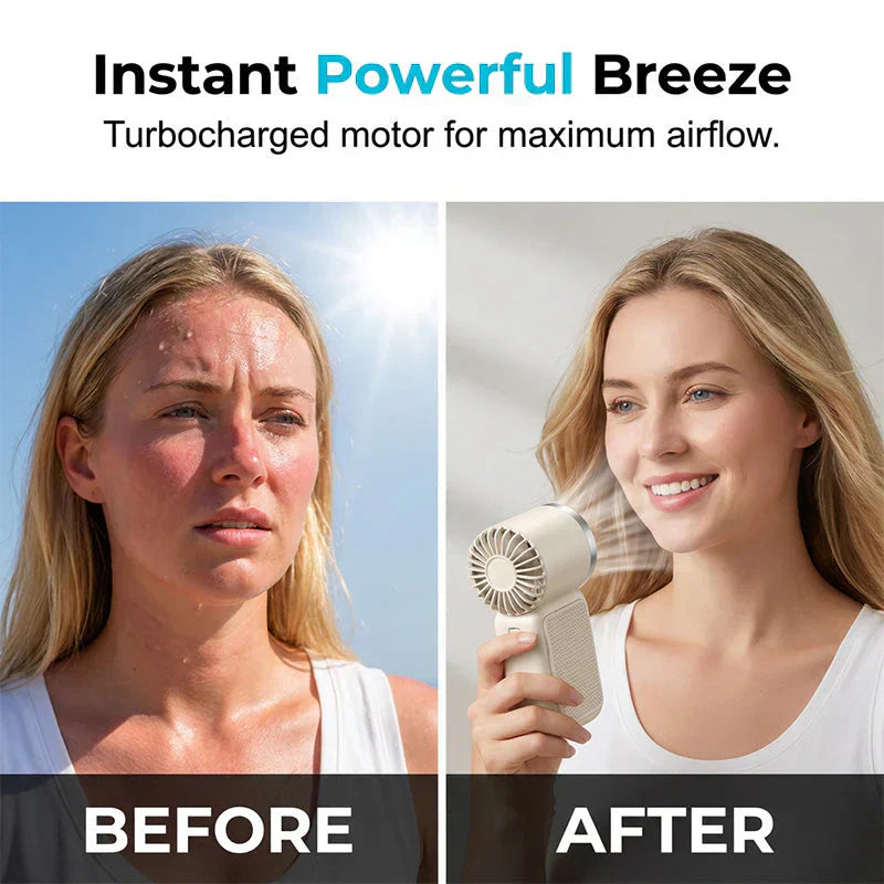 🌬️ Buy 1 Get 1 Free⭐Turbo Handheld Fan – LED Display, 6 Speeds, 3000mAh 🔋
