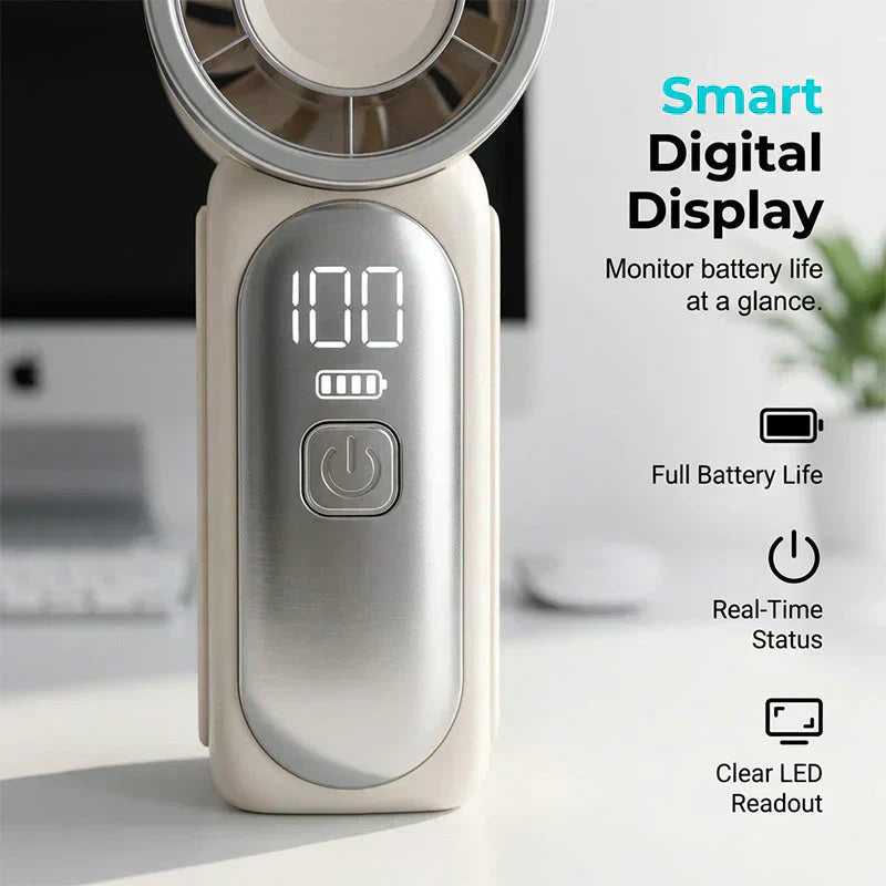 🌬️ Buy 1 Get 1 Free⭐Turbo Handheld Fan – LED Display, 6 Speeds, 3000mAh 🔋