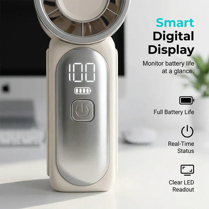 🌬️ Buy 1 Get 1 Free⭐Turbo Handheld Fan – LED Display, 6 Speeds, 3000mAh 🔋