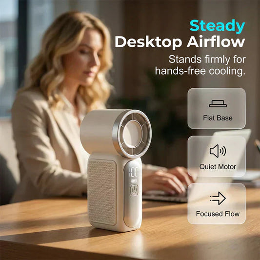 🌬️ Buy 1 Get 1 Free⭐Turbo Handheld Fan – LED Display, 6 Speeds, 3000mAh 🔋