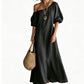 ⏰ 50% OFF✨Women's One-Shoulder Puff Sleeve Maxi Dress