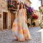 🎨 50% OFF! ✨ Watercolor Halter Maxi Dress – Backless, A-Line, Dreamy 🌟