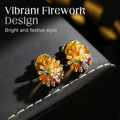 🎉 50% OFF!🎁 Colorful Firework Stud Earrings – Cubic Zirconia, 18K Plated, Festive 🎆