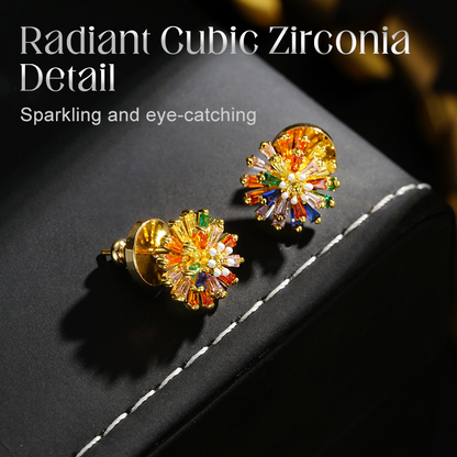 🎉 50% OFF!🎁 Colorful Firework Stud Earrings – Cubic Zirconia, 18K Plated, Festive 🎆