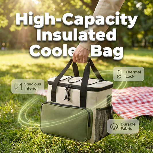 🧺2026 Summer Picnic New Arrival 50% OFF! ☀️ Large Capacity Insulated Cooler Bag for Picnics & Outdoors，Insulated & Water-Resistant, Easy To Clean.