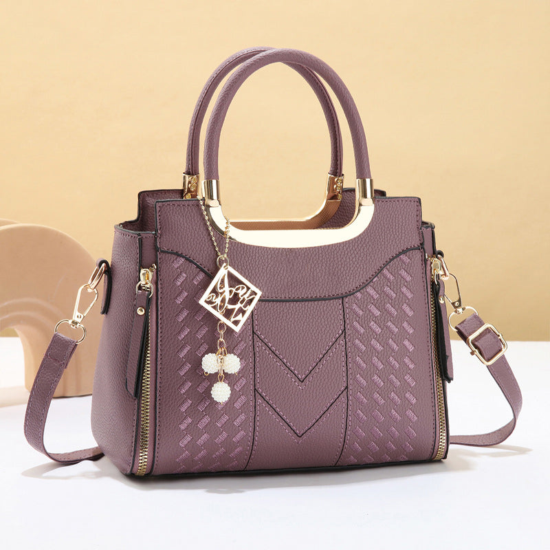 🔥50% off👜Women's V-Stitched Satchel – Gold Hardware, Multi-Compartment, Top-Handle 🌸