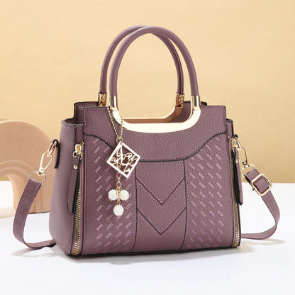 🔥50% off👜Women's V-Stitched Satchel – Gold Hardware, Multi-Compartment, Top-Handle 🌸