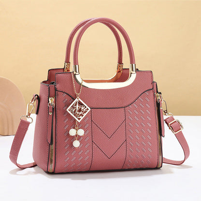 🔥50% off👜Women's V-Stitched Satchel – Gold Hardware, Multi-Compartment, Top-Handle 🌸