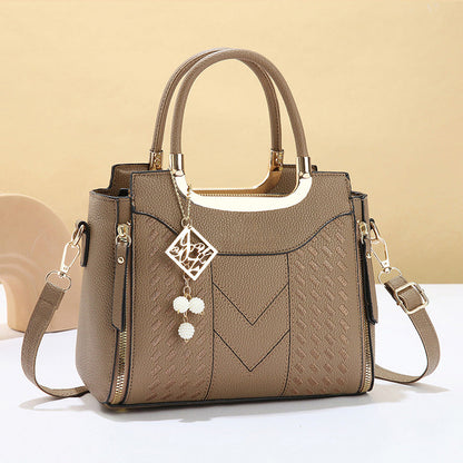 🔥50% off👜Women's V-Stitched Satchel – Gold Hardware, Multi-Compartment, Top-Handle 🌸