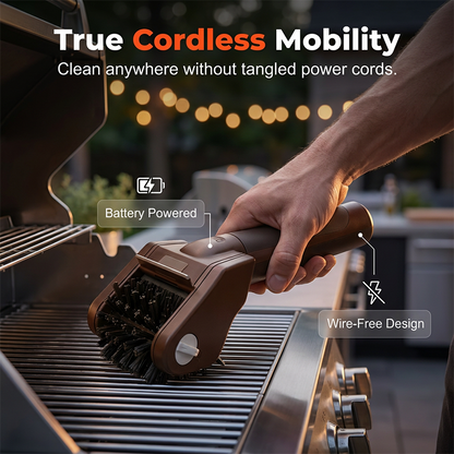 💥Up to 50% off!!Electric BBQ Grill Brush ⚡🧹 – Turbo Rotating Scrubber, Heavy-Duty Scraper, Fast Grease Removal, Universal Fit for All Grates – 240 Min Runtime