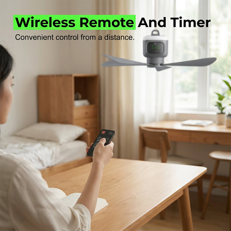 NOW 50% OFF！🌀 💡 Rechargeable Hanging Fan with Light – Cordless, practical & perfect for home, camping and travel 🏠 ⛺ ✨