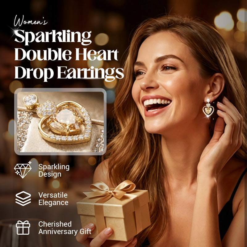 🎉BUY 1 GET 1 FREE🎁Women's Sparkling Double Heart Drop Earrings