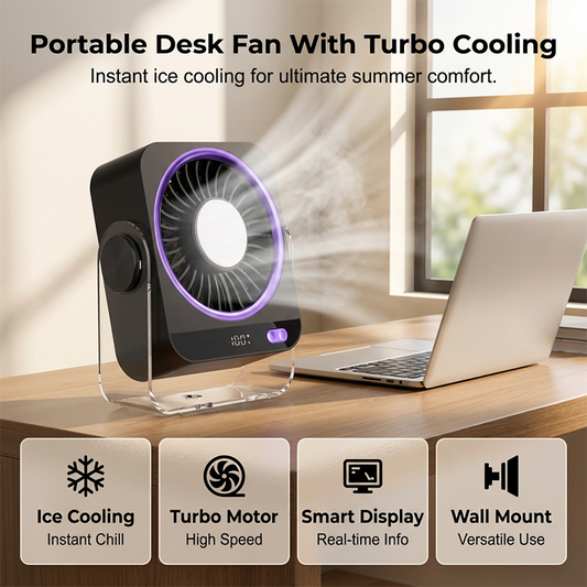 💐50% OFF ! 🔄🖥️ Desk & Wall Fan with LED Display – Portable, Quiet, 3 Speeds