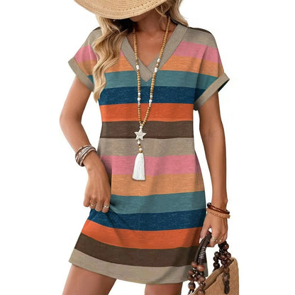 🎁50% OFF💥Women's Summer Casual V-Neck T-Shirt Dress🌸