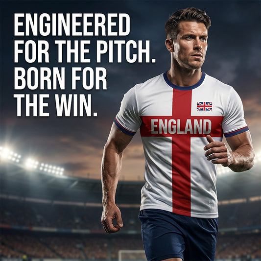 👕 50% OFF! England Football Tee – Red Cross & Flag Graphic, Athletic Fit, Breathable for World Cup 2026 🏆⚽