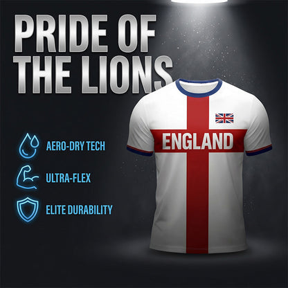 👕 50% OFF! England Football Tee – Red Cross & Flag Graphic, Athletic Fit, Breathable for World Cup 2026 🏆⚽