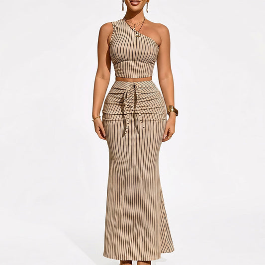 🌸 50% OFF NOW! 🌸Elegant Asymmetrical Crop Top and High-Waist Skirt Set