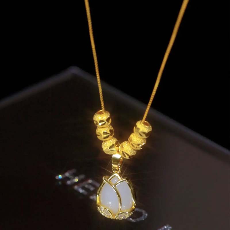 🌷 50% OFF! ✨ Elegant Tulip Pendant Necklace – Durable, Sparkling, Adjustable Chain 💎