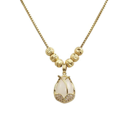 🌷 50% OFF! ✨ Elegant Tulip Pendant Necklace – Durable, Sparkling, Adjustable Chain 💎