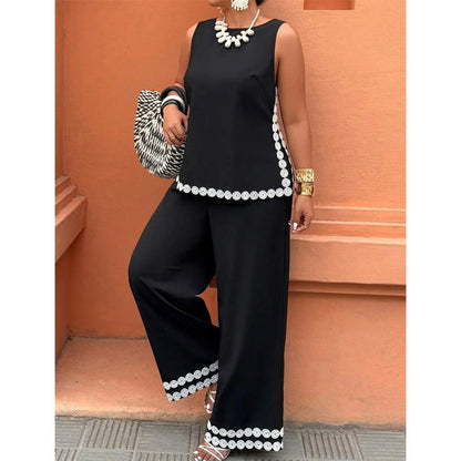 🤍Women's Sleeveless Top & Wide-Leg Pants Suit✨