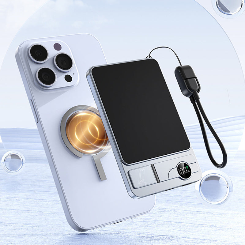 🔋  50% OFF! ✨ 3-in-1 Magnetic Portable Charger – Wireless, Built-in Stand, Slim 🍃