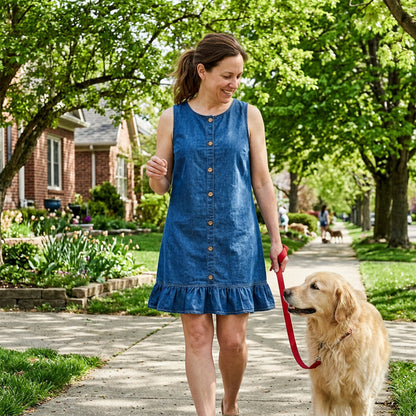 👗 50% OFF NOW! 🌸 Women's Sleeveless Denim Ruffle Hem Dress – Soft denim & flared fit – Perfect for summer, beach or casual outings – cute and comfortable 🌊✨