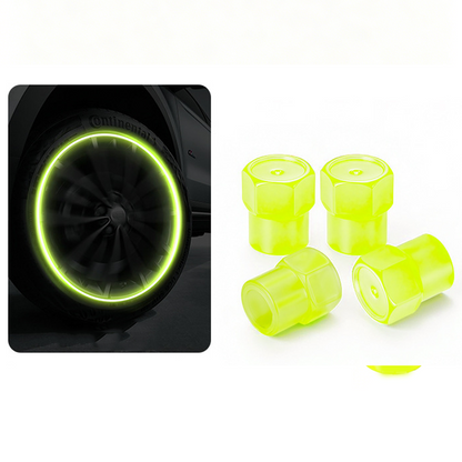 🌟🔩 Luminous Tire Valve Caps – Glow Green/Blue at Night | Universal Size | Dustproof & Rustproof 🛡️