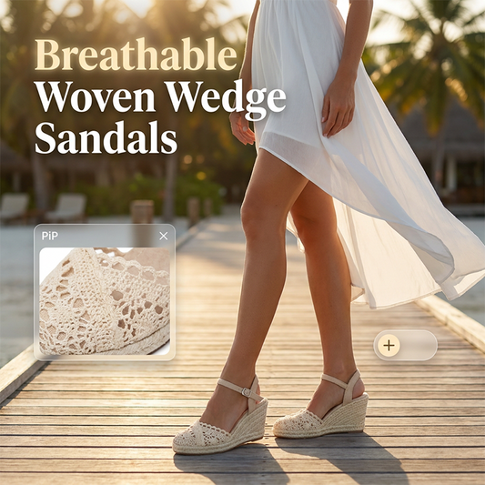 👡50% OFF NOW! 🏆 Women's Wedge Sandals – Breathable straw woven & lightweight – Cushioned footbed, non-slip sole – perfect for summer, beach or casual days ☀️
