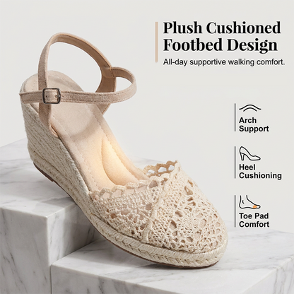 👡50% OFF NOW! 🏆 Women's Wedge Sandals – Breathable straw woven & lightweight – Cushioned footbed, non-slip sole – perfect for summer, beach or casual days ☀️
