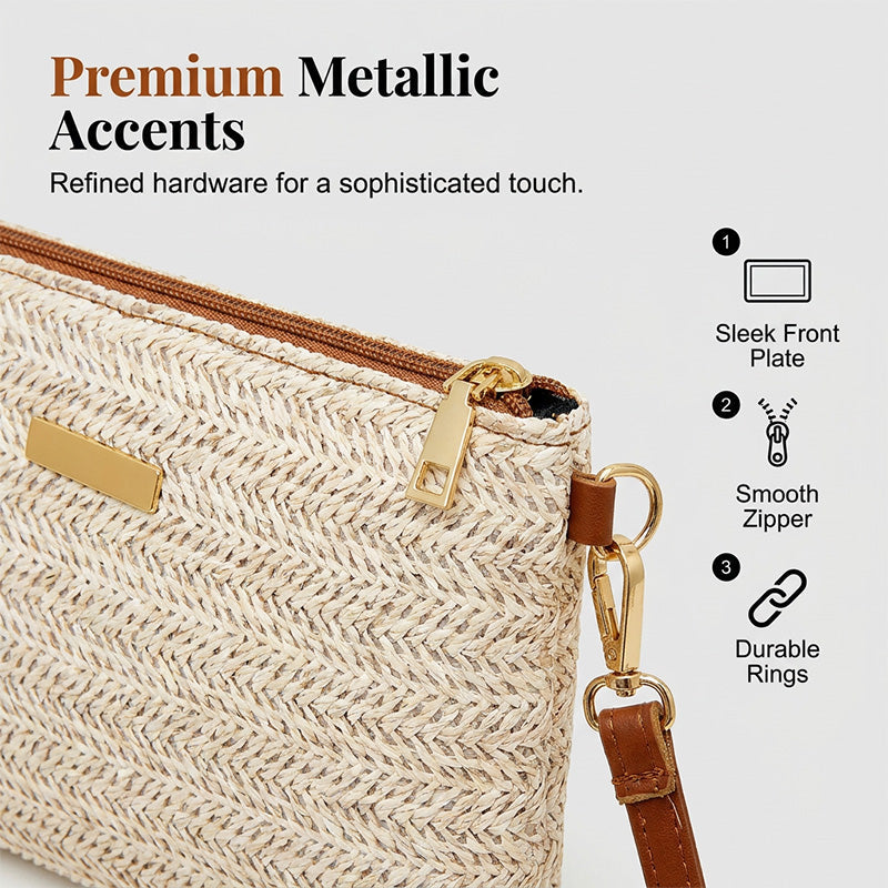🎁2026 New Arrivals 50% OFF💥Women's Woven Straw Shoulder Clutch Bag – Lightweight, Versatile, Metallic Accents ✨