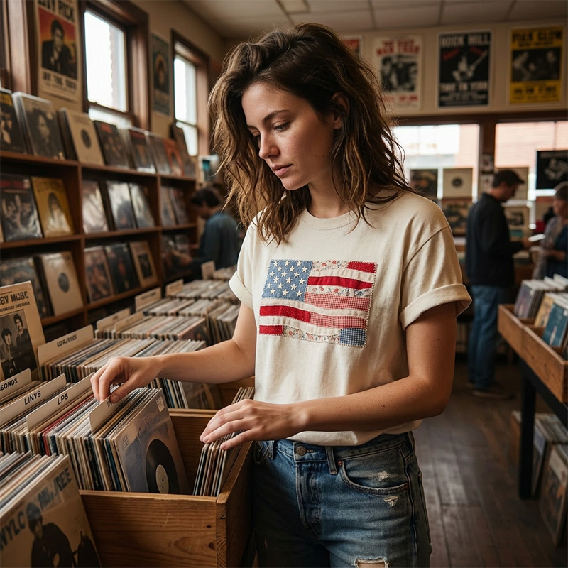 ⏳ 50% off⏰Women's Vintage  Flag T-Shirt👚
