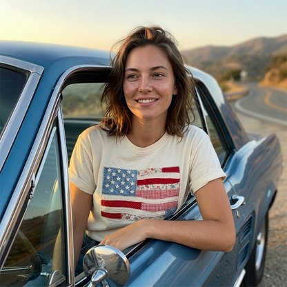⏳ 50% off⏰Women's Vintage  Flag T-Shirt👚