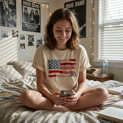 ⏳ 50% off⏰Women's Vintage  Flag T-Shirt👚