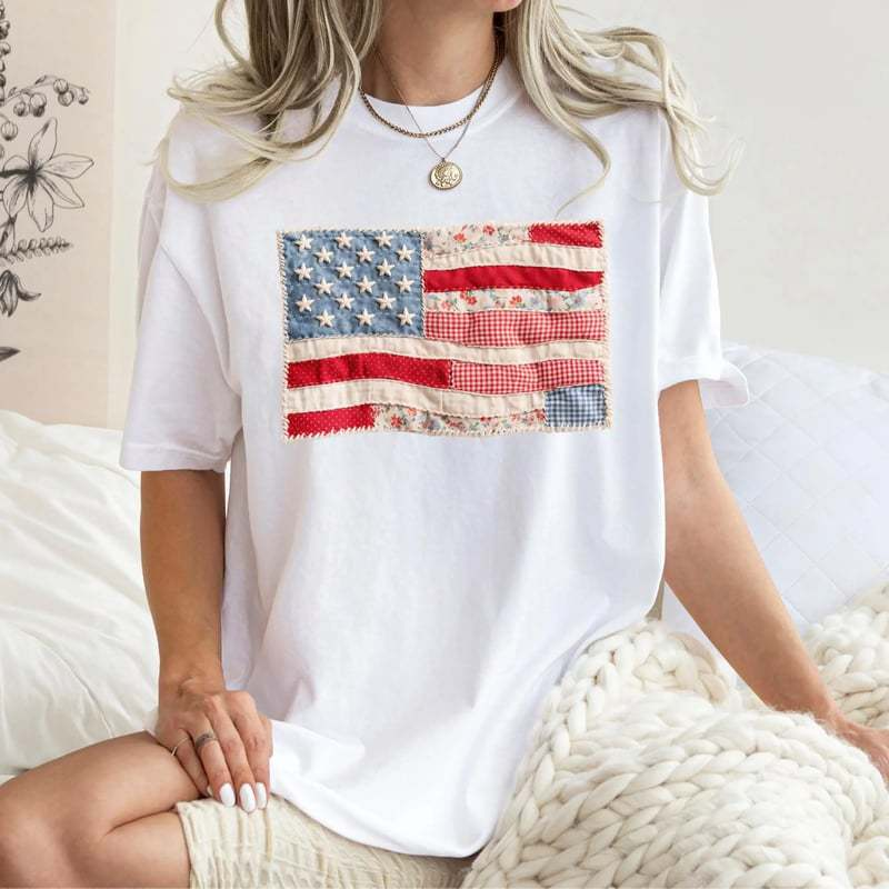 ⏳ 50% off⏰Women's Vintage  Flag T-Shirt👚