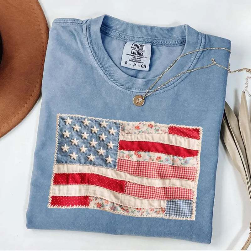 ⏳ 50% off⏰Women's Vintage  Flag T-Shirt👚