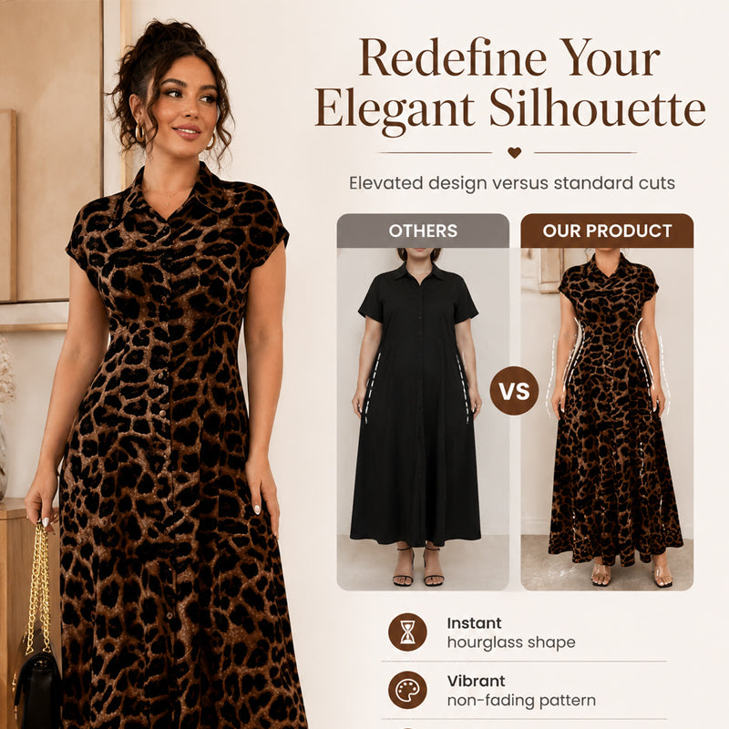 🎁2026 New Arrivals 50% OFF💥⏰Women's Elegant Leopard Print Lapel Dress🐆👗